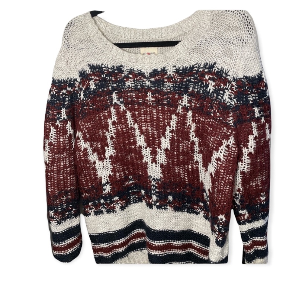 Red, Blue, and White Patterend Sweater
